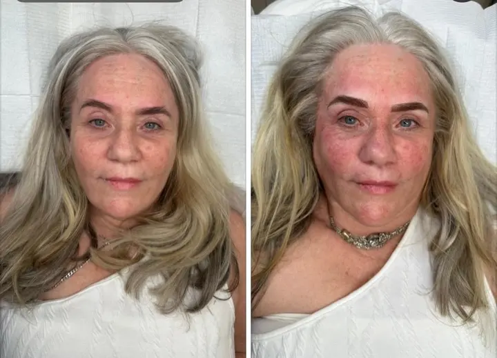 Natural brow tattooing — before and after