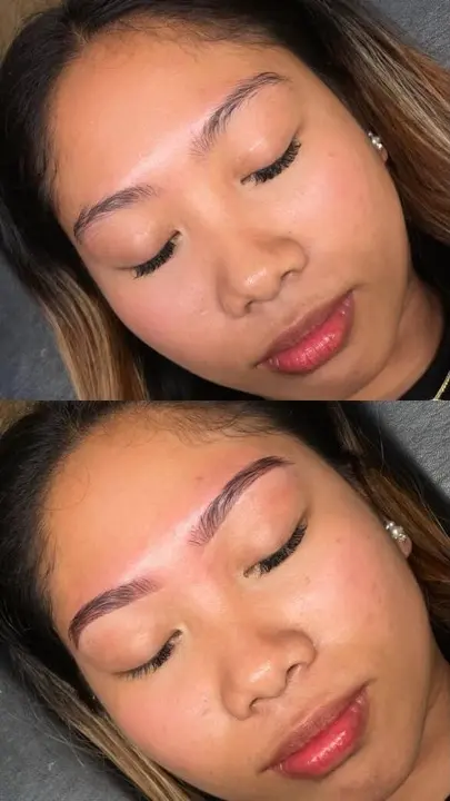 Natural brow tattooing — before and after