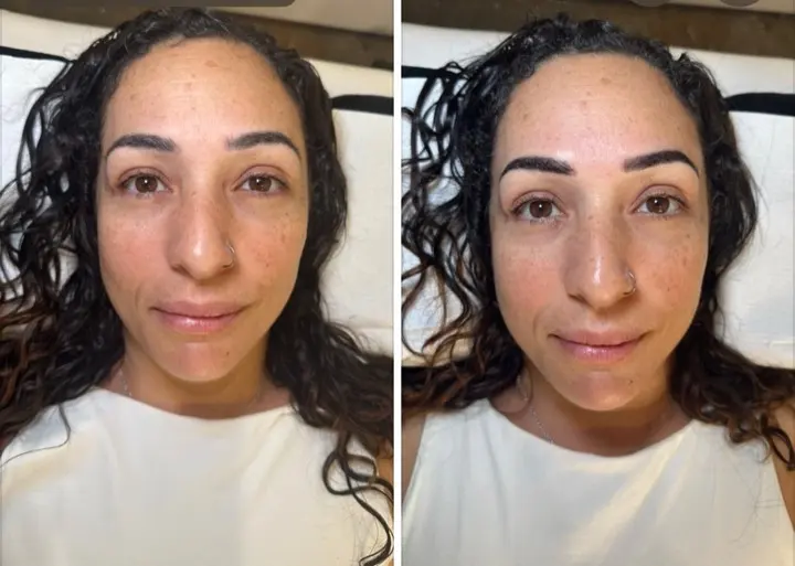 Natural brow tattooing — before and after