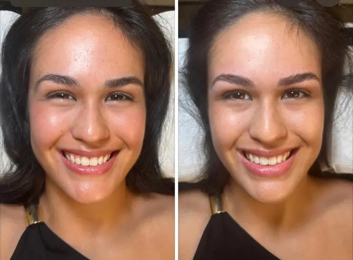 Natural brow tattooing — before and after