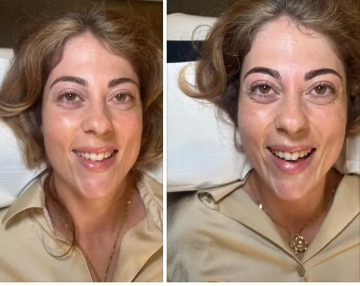 Natural brow tattooing — before and after