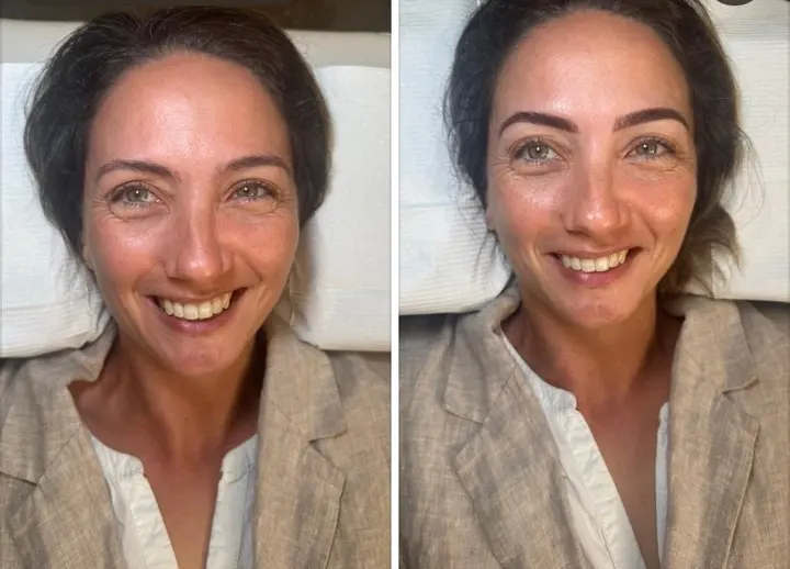 Natural brow tattooing — before and after